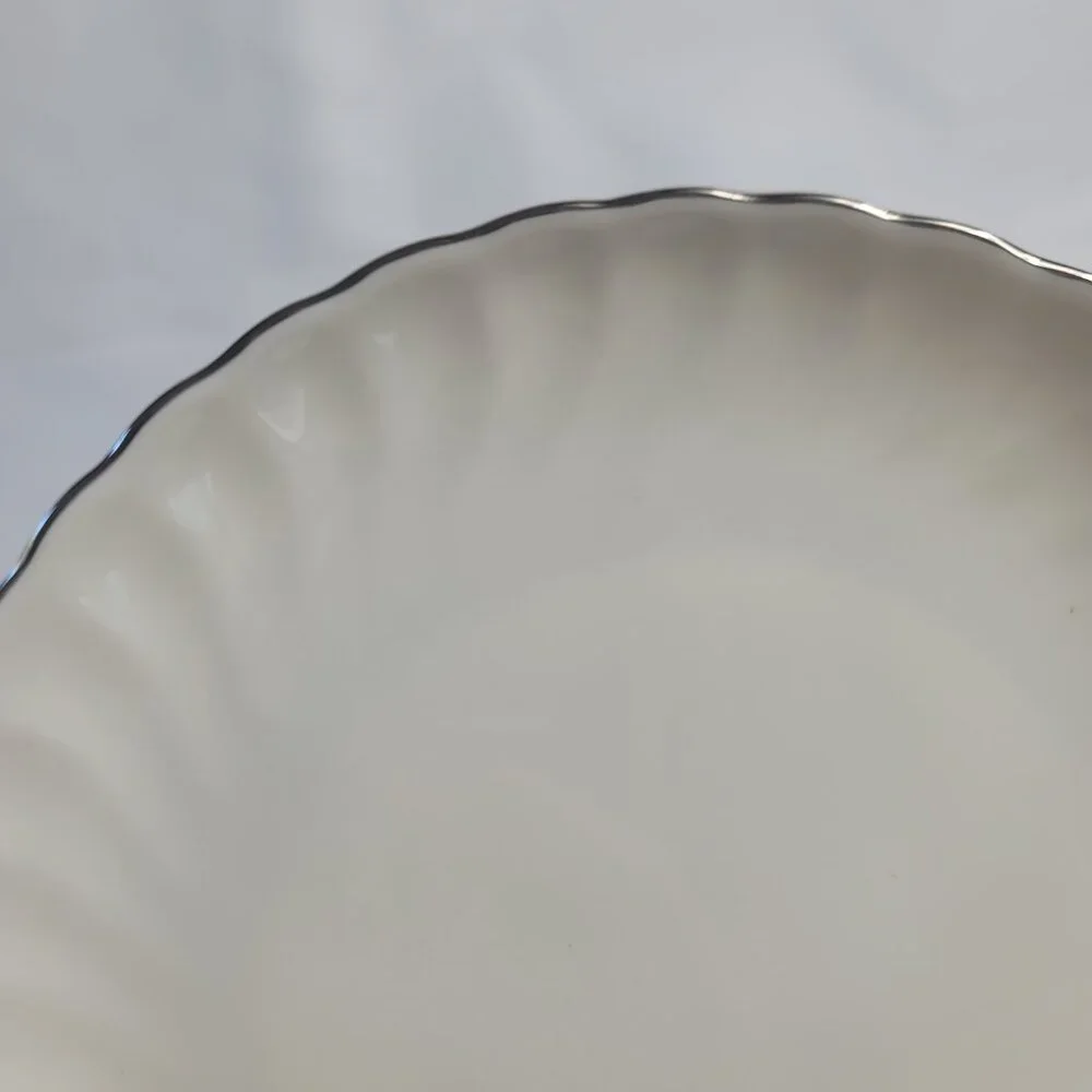 FOUR Syracuse China Wedding Ring Salad Plates White with Platinum Trim